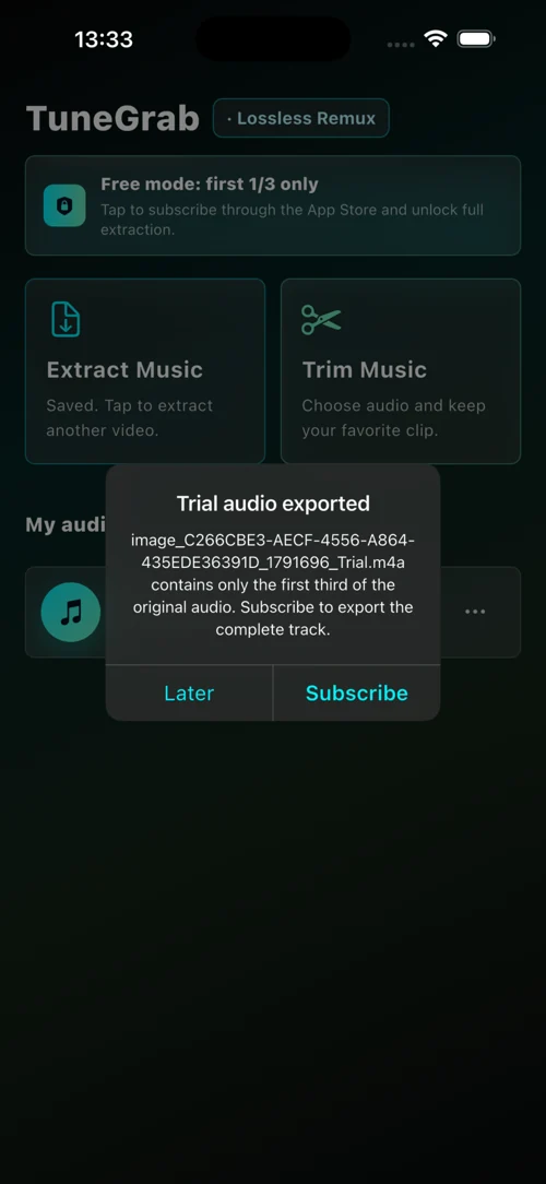 TuneGrab — extract and trim audio on your device